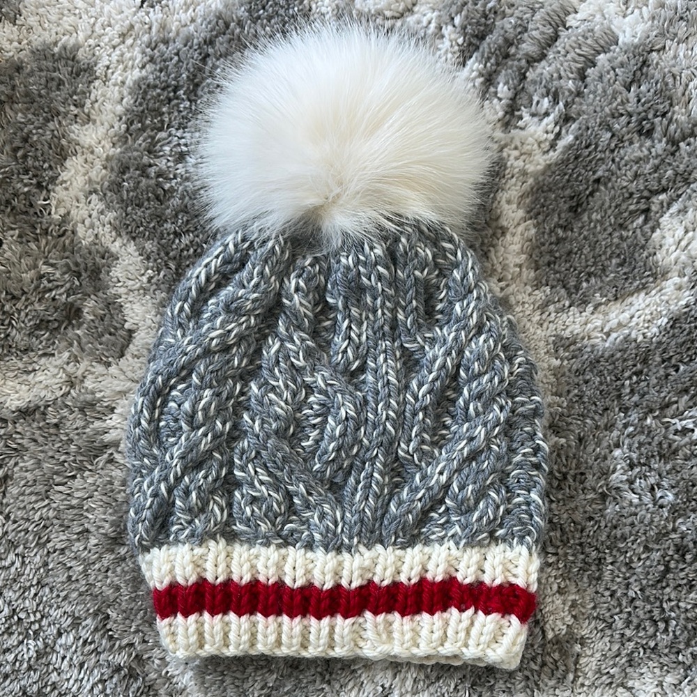Cozy Gray Knit Pom-Pom Hat for Kids